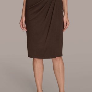 FAUX-LEATHER WRAP-EFFECT PENCIL SKIRT