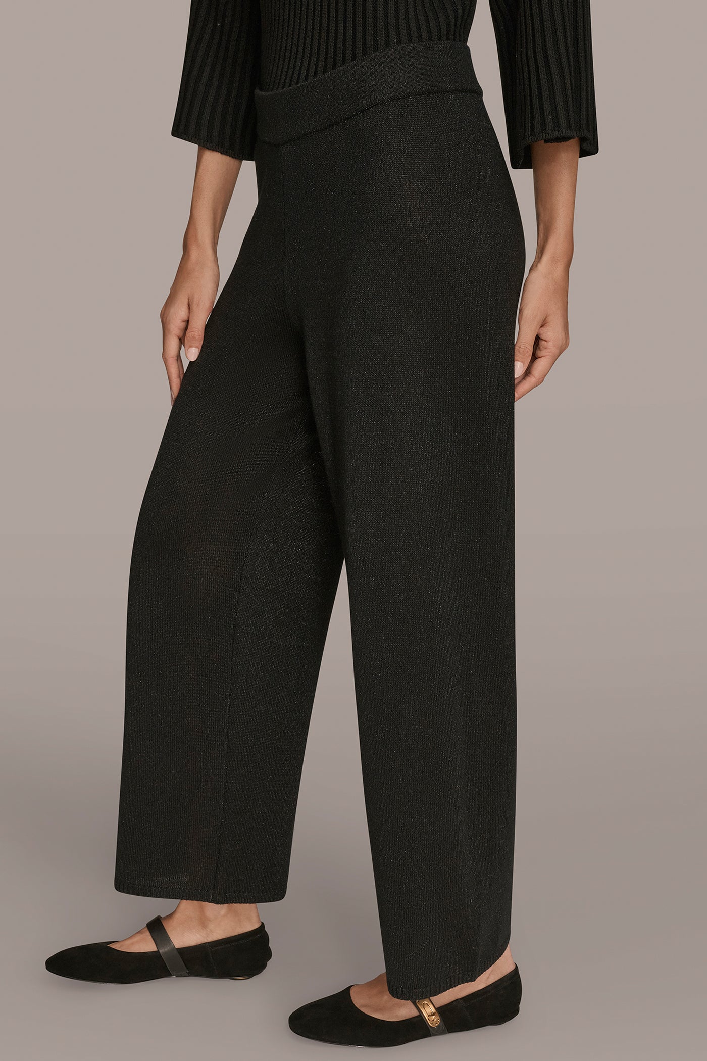 HIGH-RISE WIDE-LEG SWEATER ANKLE PANT - Image 3