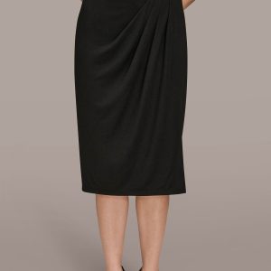 FAUX-LEATHER WRAP-EFFECT PENCIL SKIRT