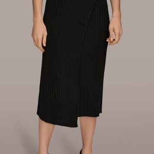 WOOL WRAP-EFFECT MIDI SKIRT