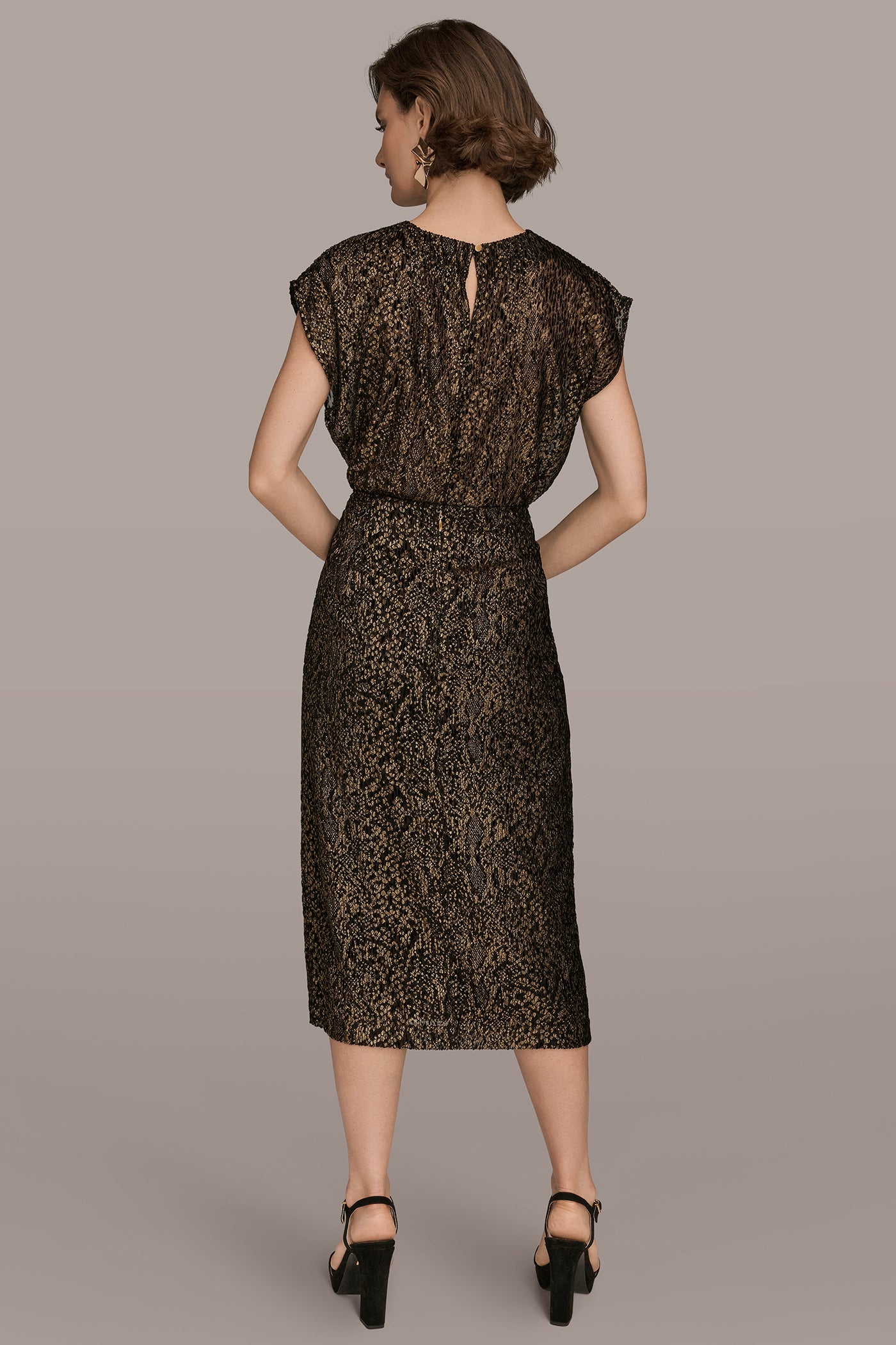 WRAP-EFFECT METALLIC MIDI PENCIL SKIRT - Image 6