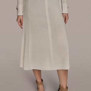 SEAMED MIDI A-LINE SWEATER SKIRT