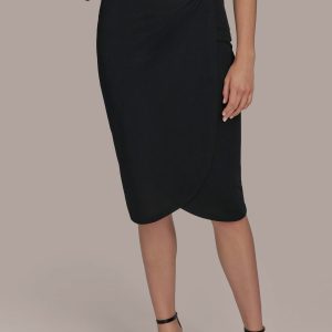 FAUX WRAP SKIRT WITH CIRCLE HARDWARE