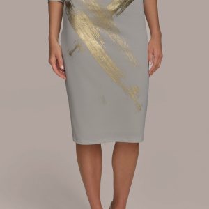 KNIT SKIRT WITH BRUSHSTROKE PRINT