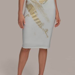 KNIT SKIRT WITH BRUSHSTROKE PRINT