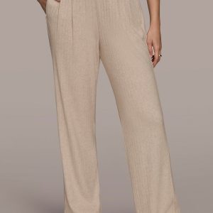 HIGH-RISE PLEATED RIBBED RELAXED PANT