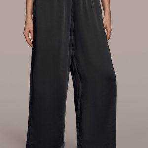 SATIN MID-RISE WIDE-LEG ANKLE PANT