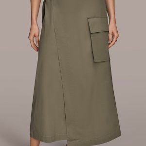 ASYMMETRIC MIDI WRAP CARGO SKIRT