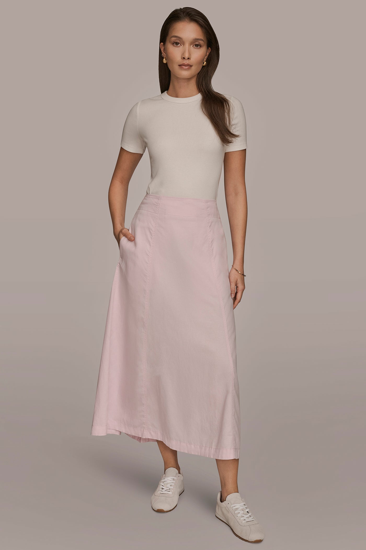 BRUSHED MIDI PANEL TRUMPET SKIRT - Image 5