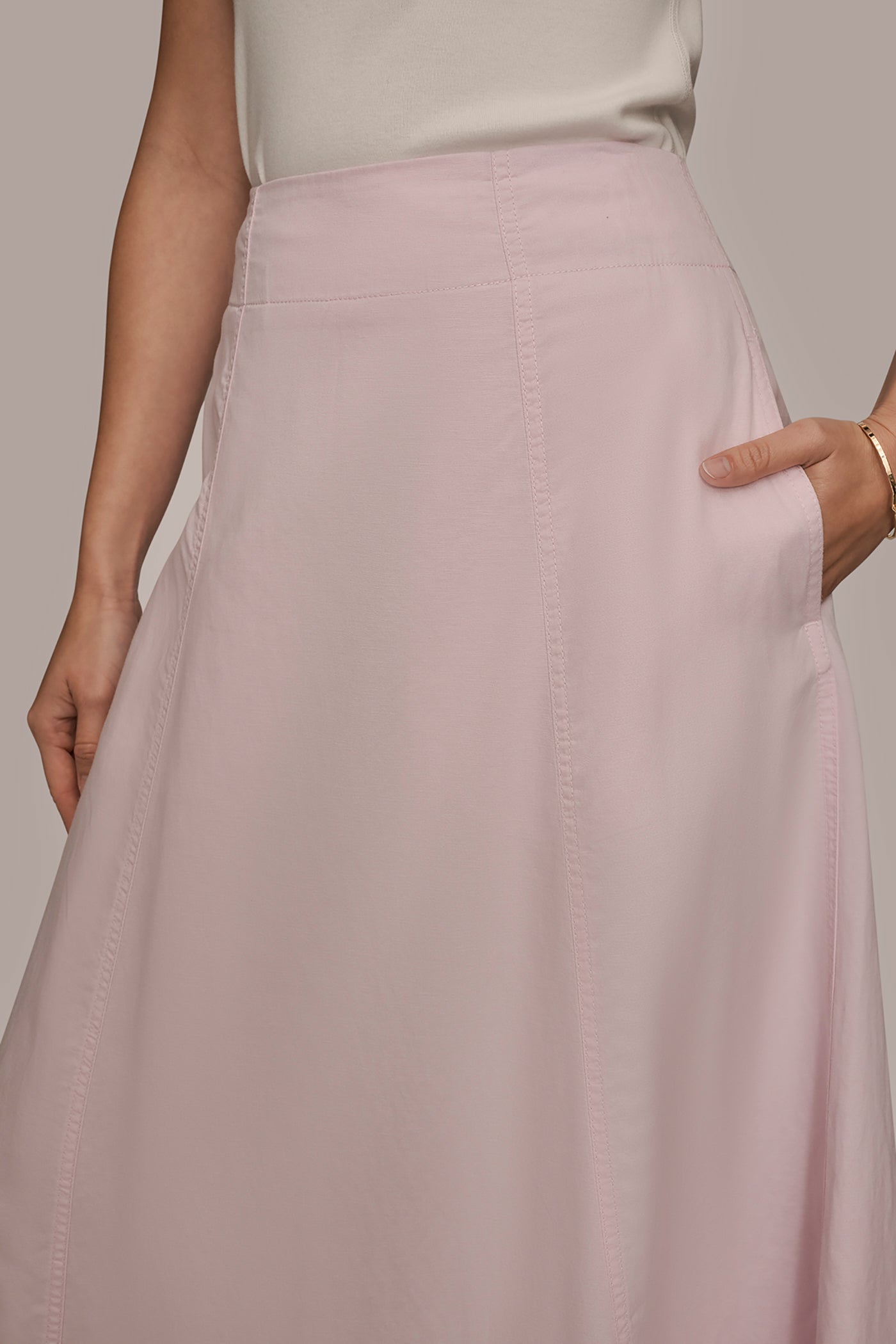 BRUSHED MIDI PANEL TRUMPET SKIRT - Image 4