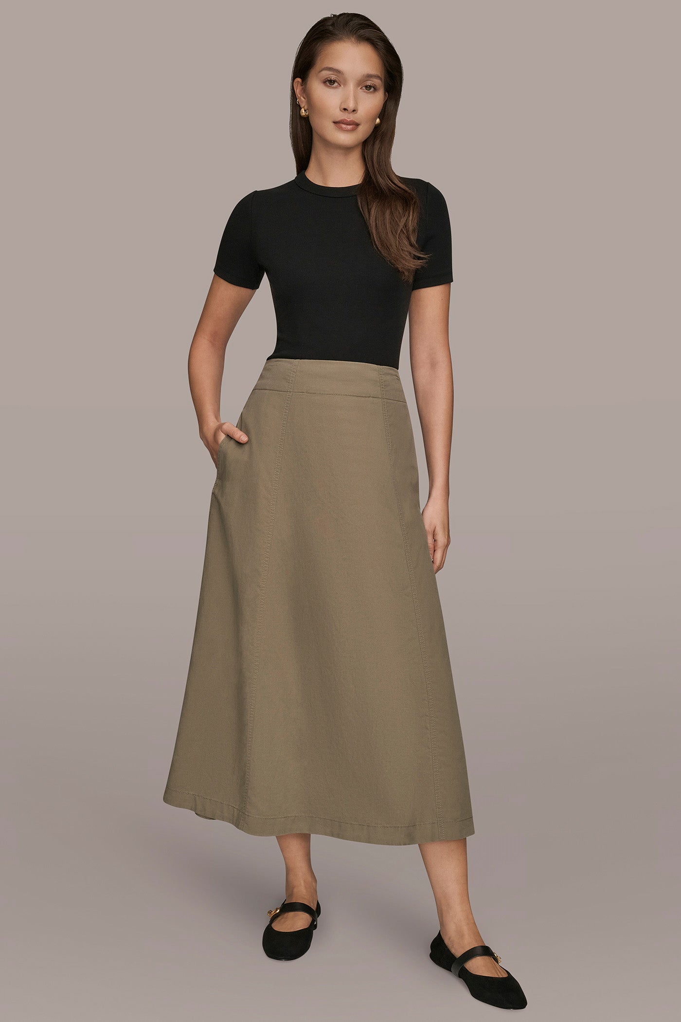 BRUSHED MIDI PANEL TRUMPET SKIRT - Image 6