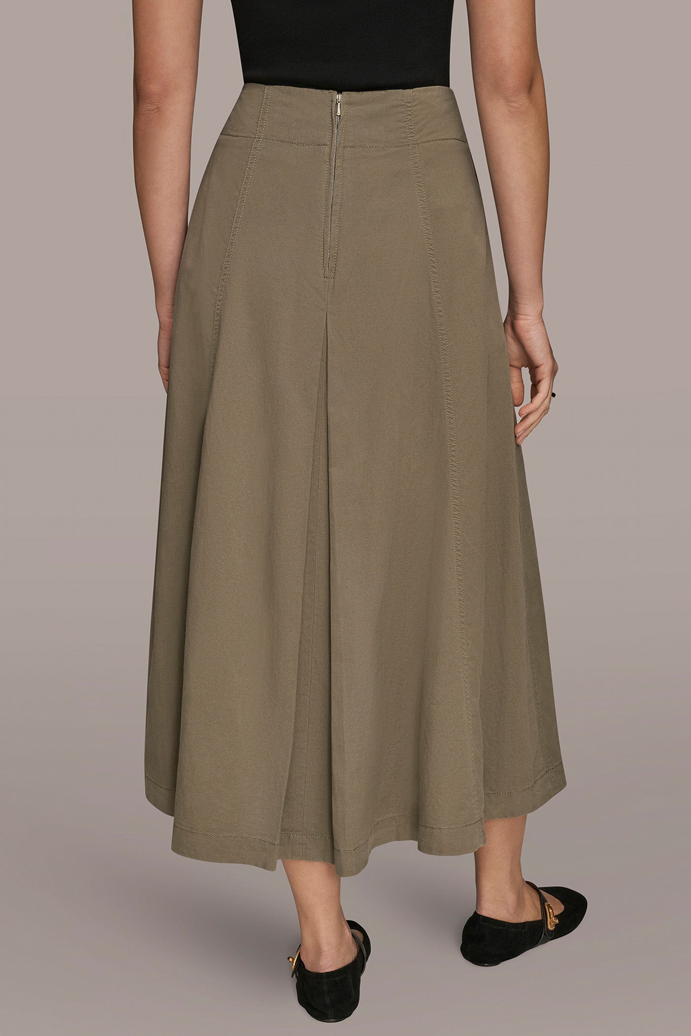 BRUSHED MIDI PANEL TRUMPET SKIRT - Image 2