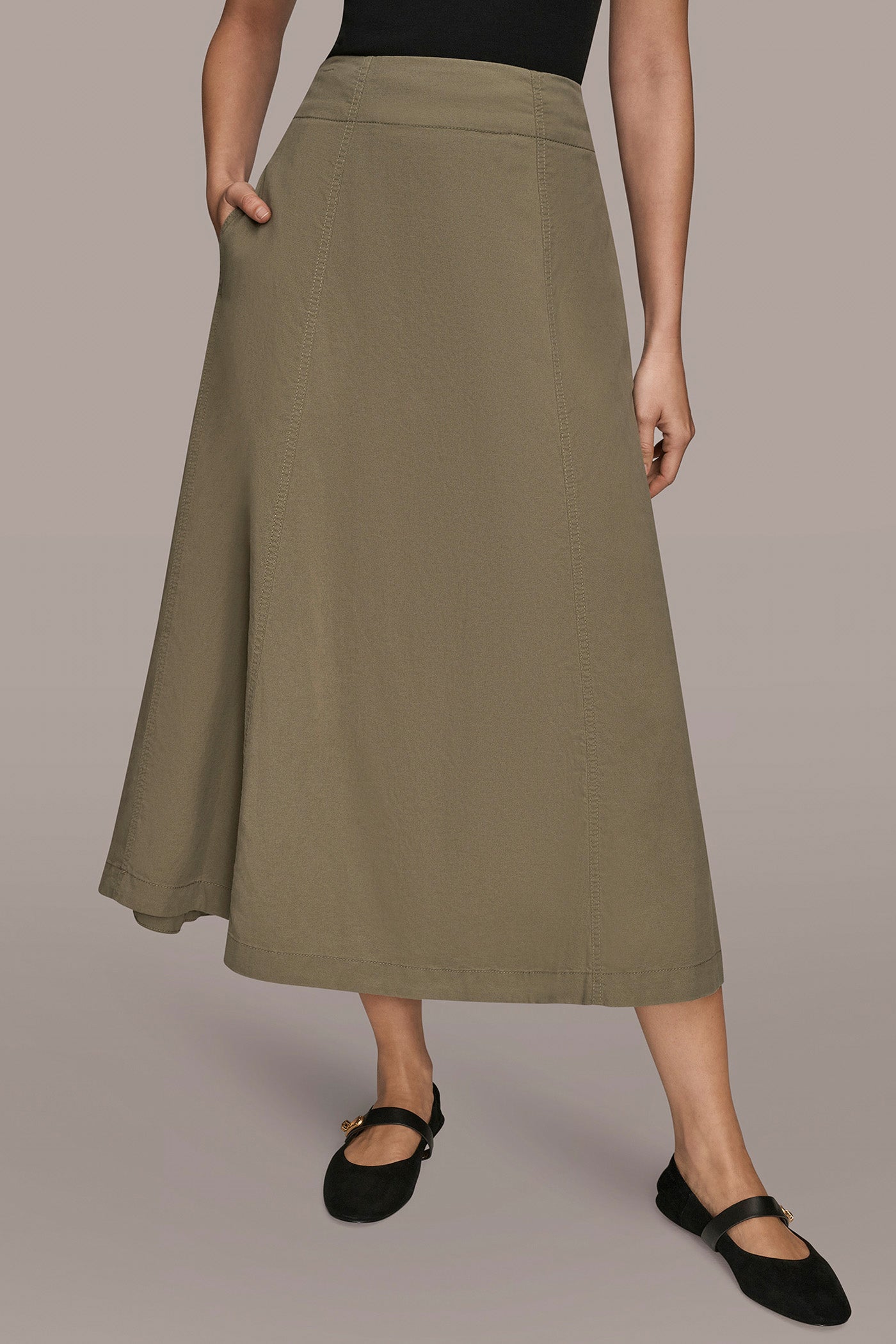 BRUSHED MIDI PANEL TRUMPET SKIRT