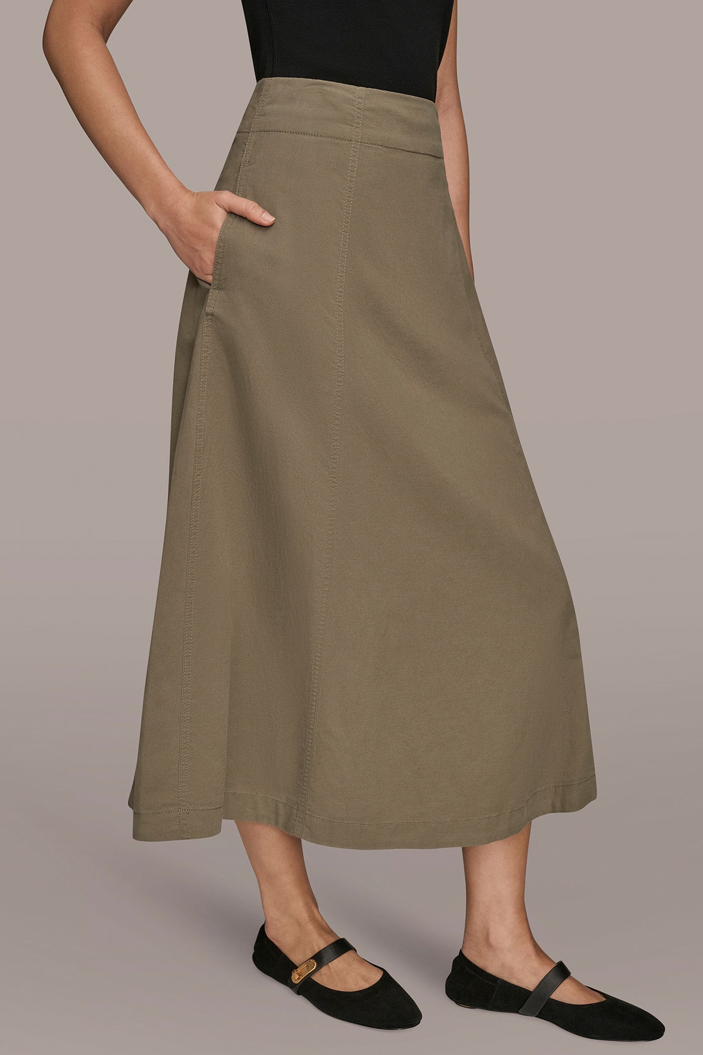 BRUSHED MIDI PANEL TRUMPET SKIRT - Image 3