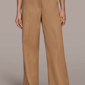 COTTON HIGH-RISE PINTUCKED WIDE-LEG TROUSER