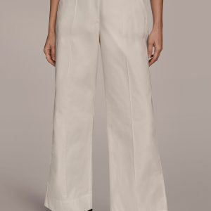 COTTON HIGH-RISE PINTUCKED WIDE-LEG TROUSER
