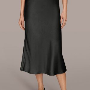 SATIN MIDI A-LINE SKIRT