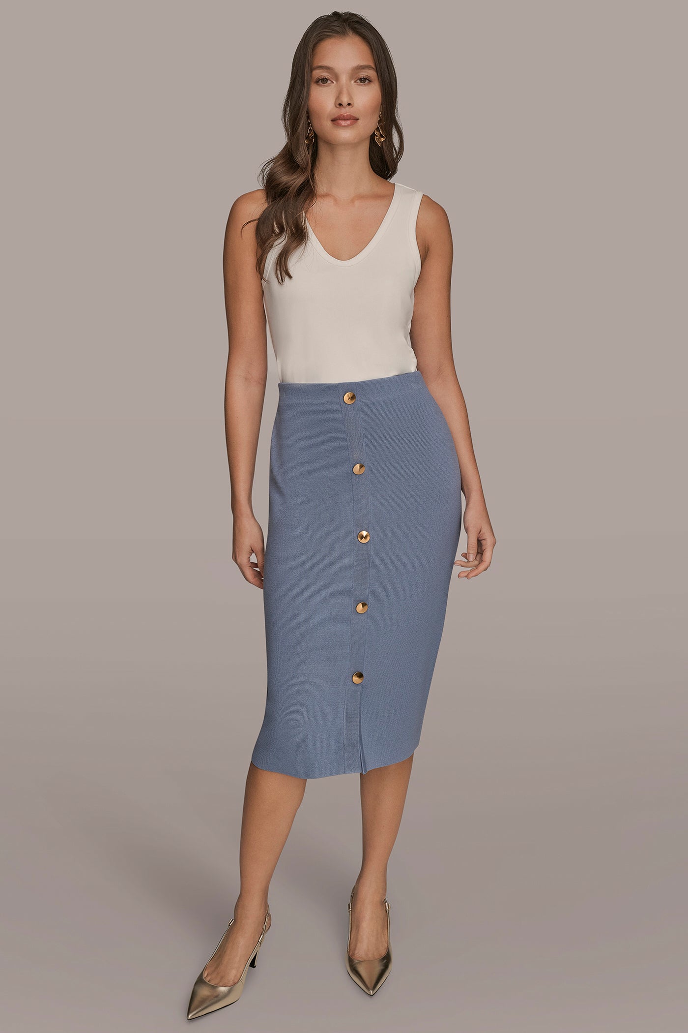 BUTTON-DETAILED MIDI PENCIL SKIRT - Image 5