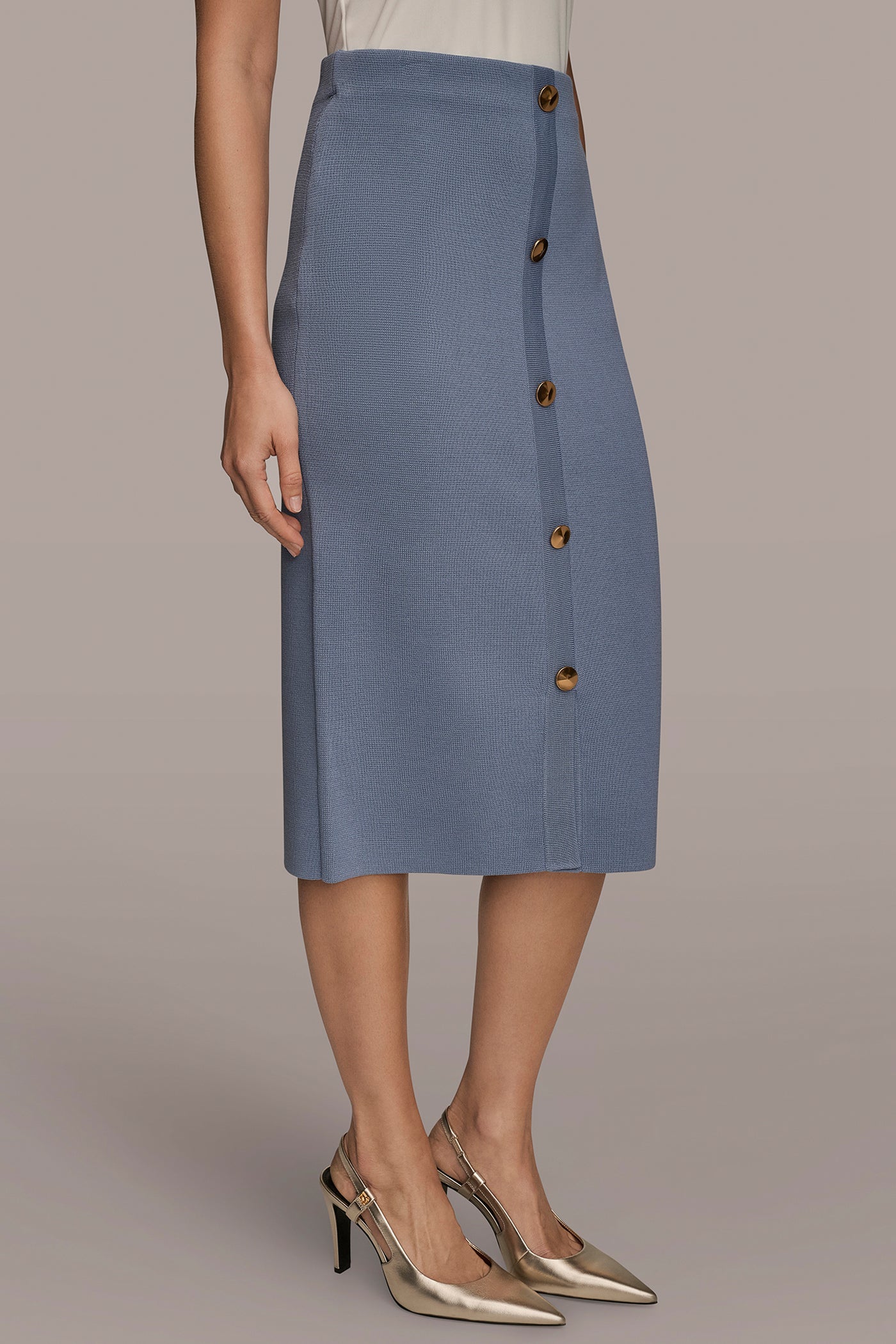 BUTTON-DETAILED MIDI PENCIL SKIRT - Image 3